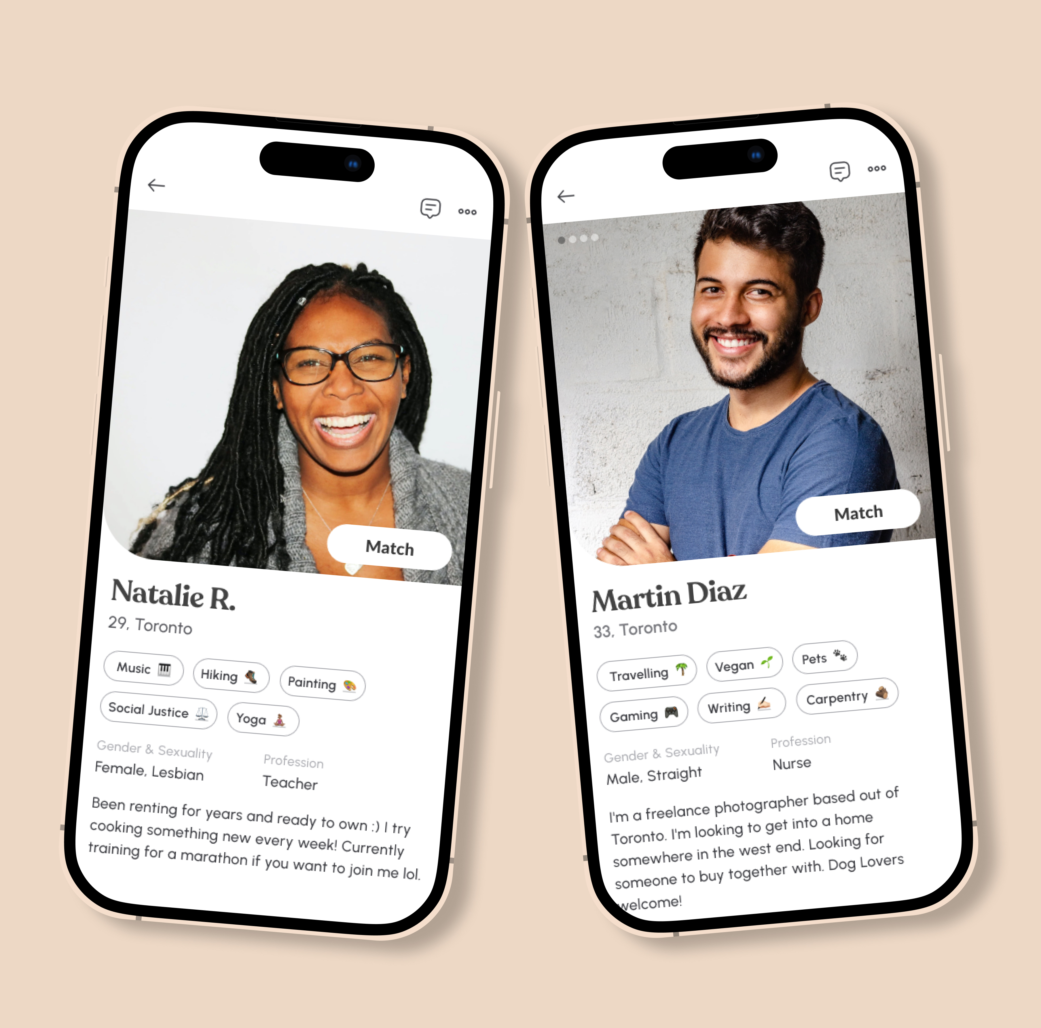Husmates app profile screen on a mobile phone